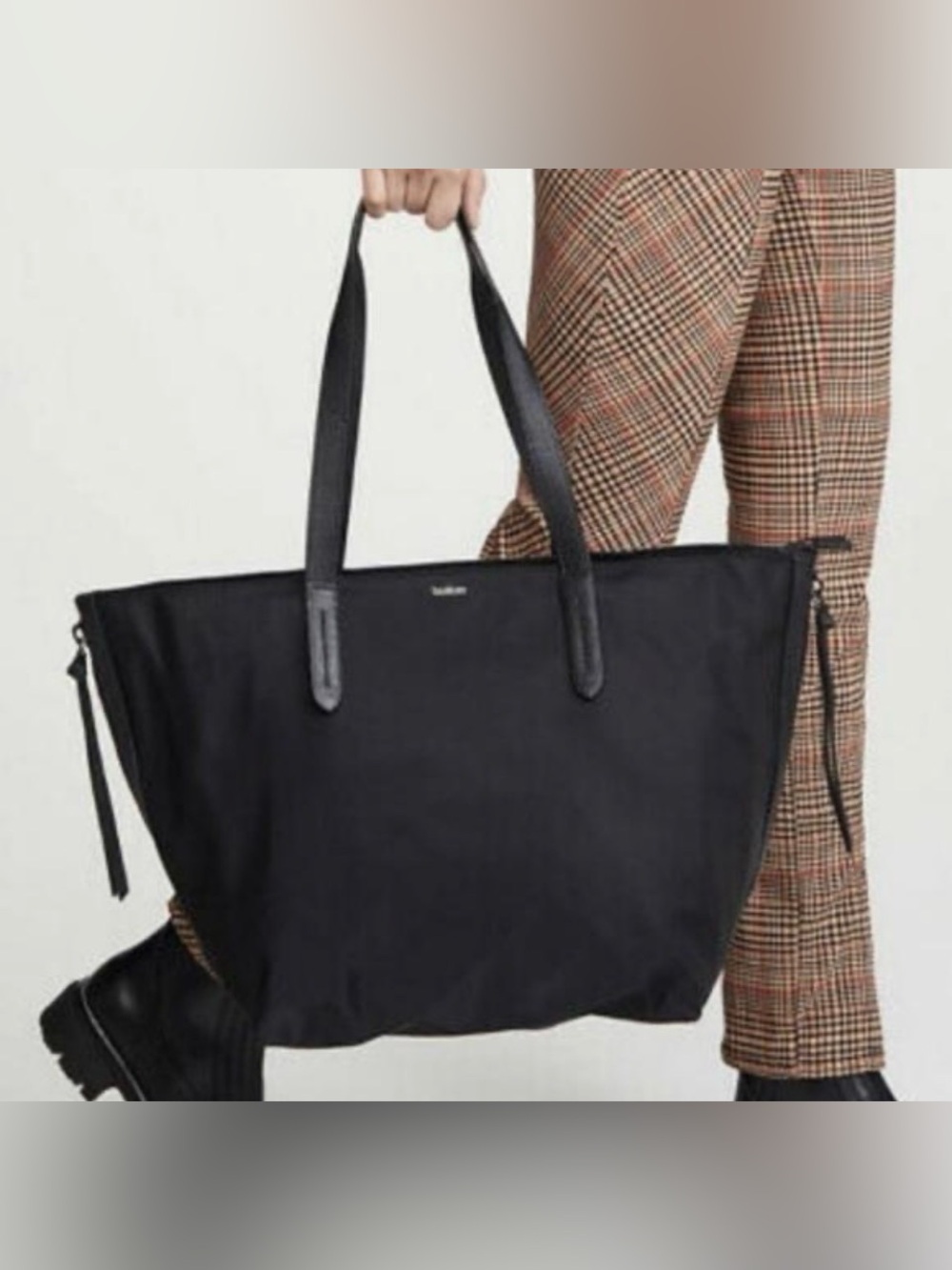 Botkier New York Bond Black Nylon Tote With Leather Straps & Tassels